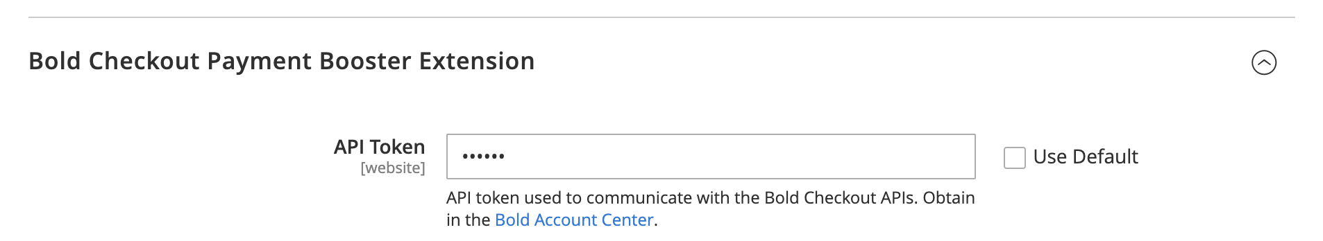 Screenshot of configurations for payment booster