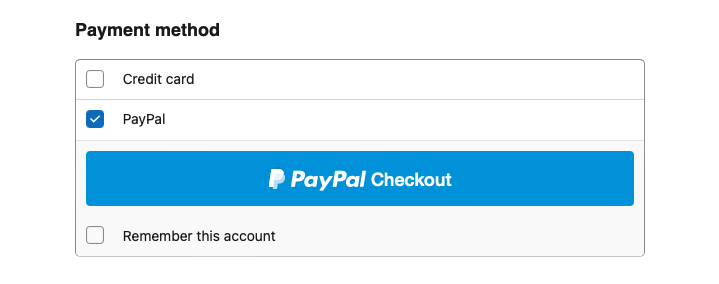 Screenshot of Payment Method section with Braintree enabled