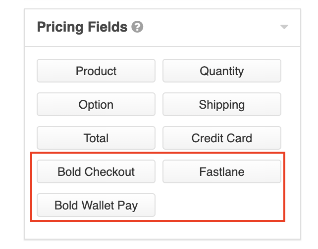 Pricing fields screenshot