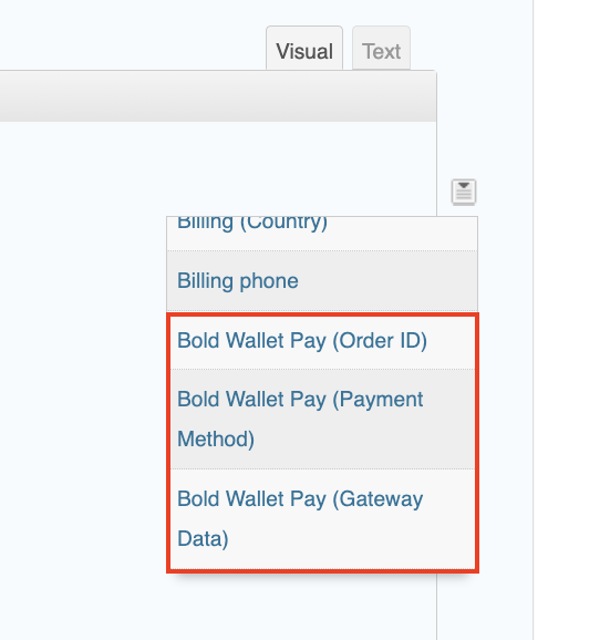 Bold tags menu