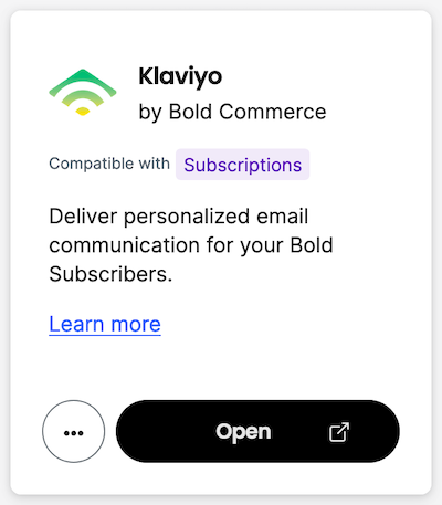 Screenshot of the Klaviyo marketplace integration card after installation.