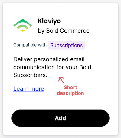 Screenshot of the Klaviyo marketplace integration card.