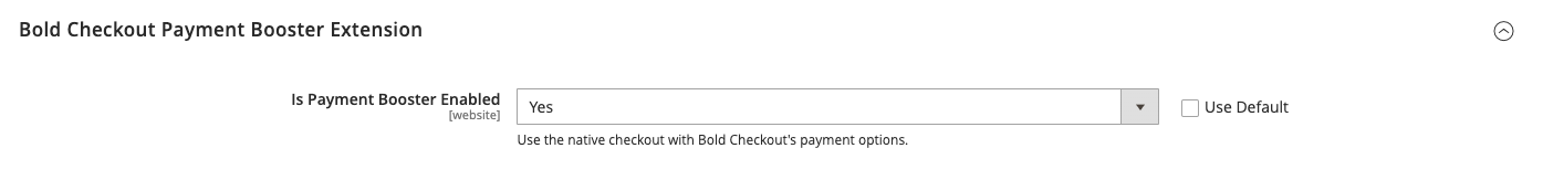 Screenshot of configurations for payment booster