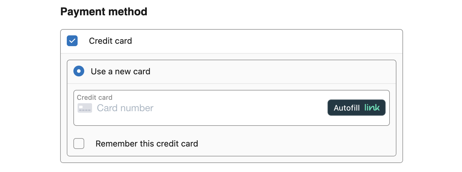Screenshot of Payment Method section with Stripe enabled